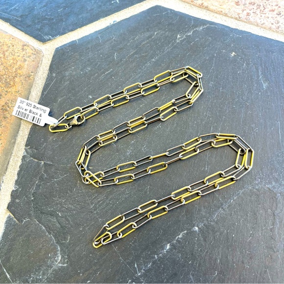 Sterling silver 925 rhodiumed Gold and black 30” Chain...